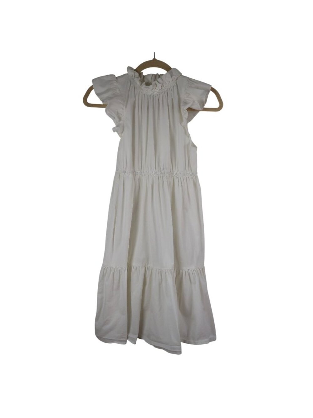 Love Ady M White Ruffle High Neck Tiered Dress Cotton Cottagecore Coquette